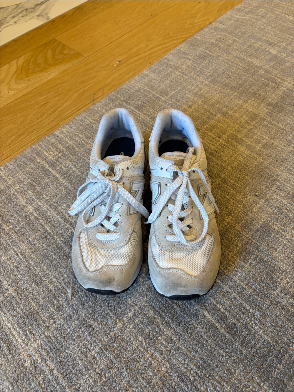 New Balance Light Beige/White Running Sneakers